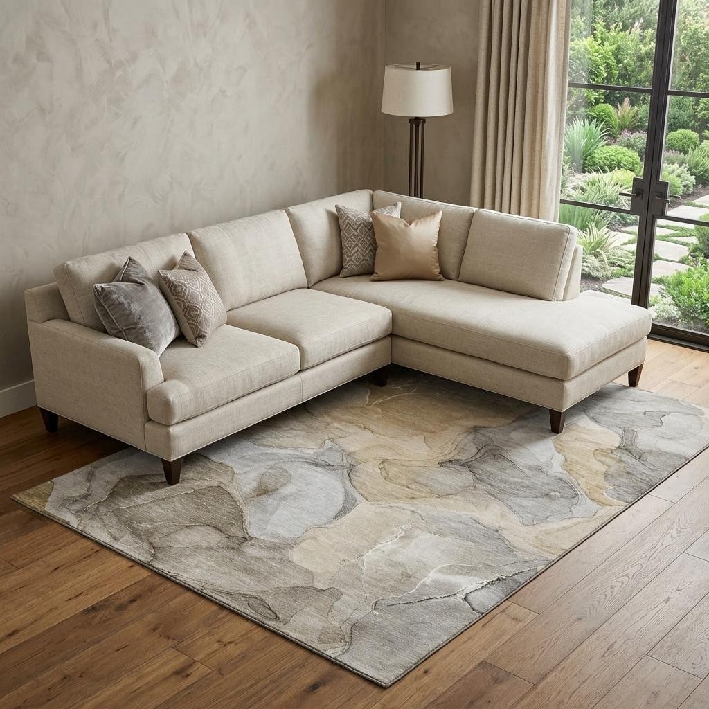 Homeroots Abstract Transitional Rectangle Area Rug