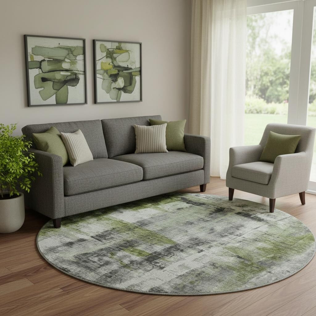 Homeroots Abstract Transitional Round Area Rug 8 Round