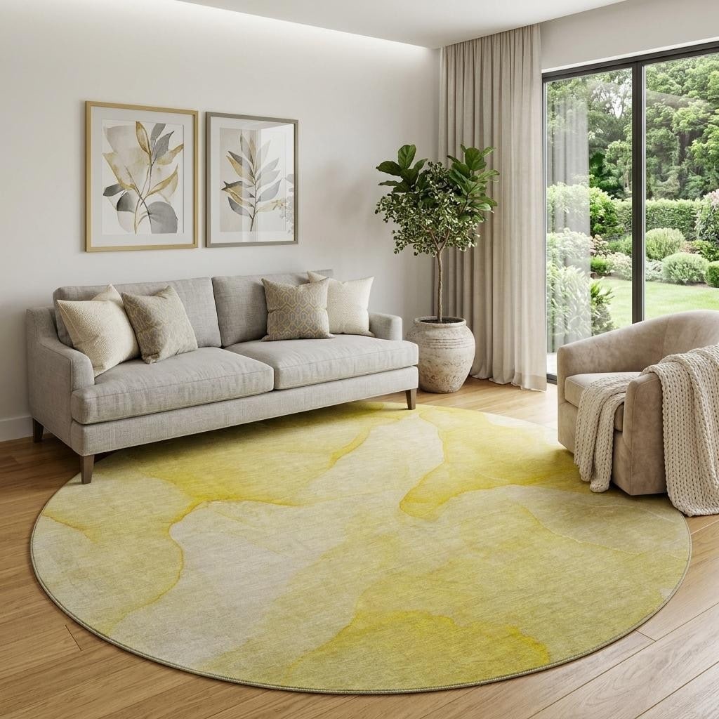 Homeroots Abstract Transitional Round Area Rug