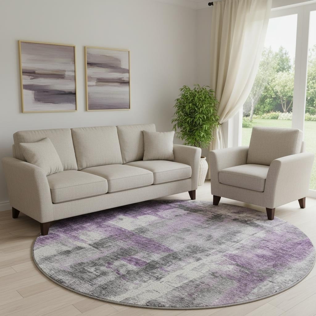 Homeroots Abstract Transitional Round Area Rug 8 Round