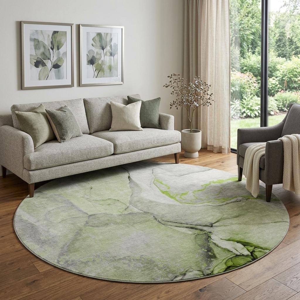 Homeroots Abstract Transitional Round Area Rug
