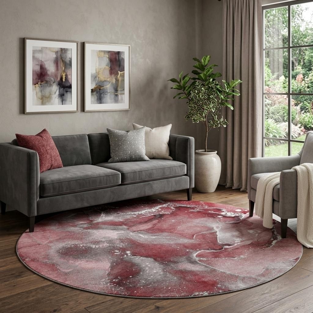 Homeroots Abstract Transitional Round Area Rug