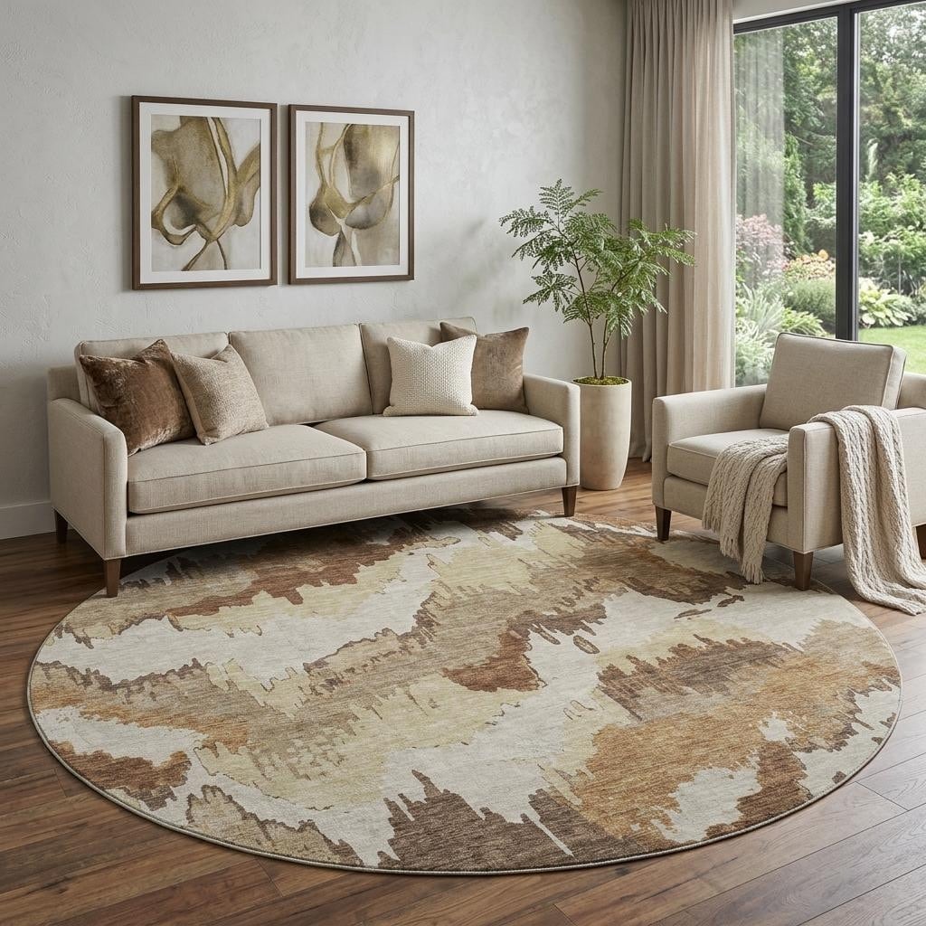 Homeroots Abstract Transitional Round Area Rug 8 Round