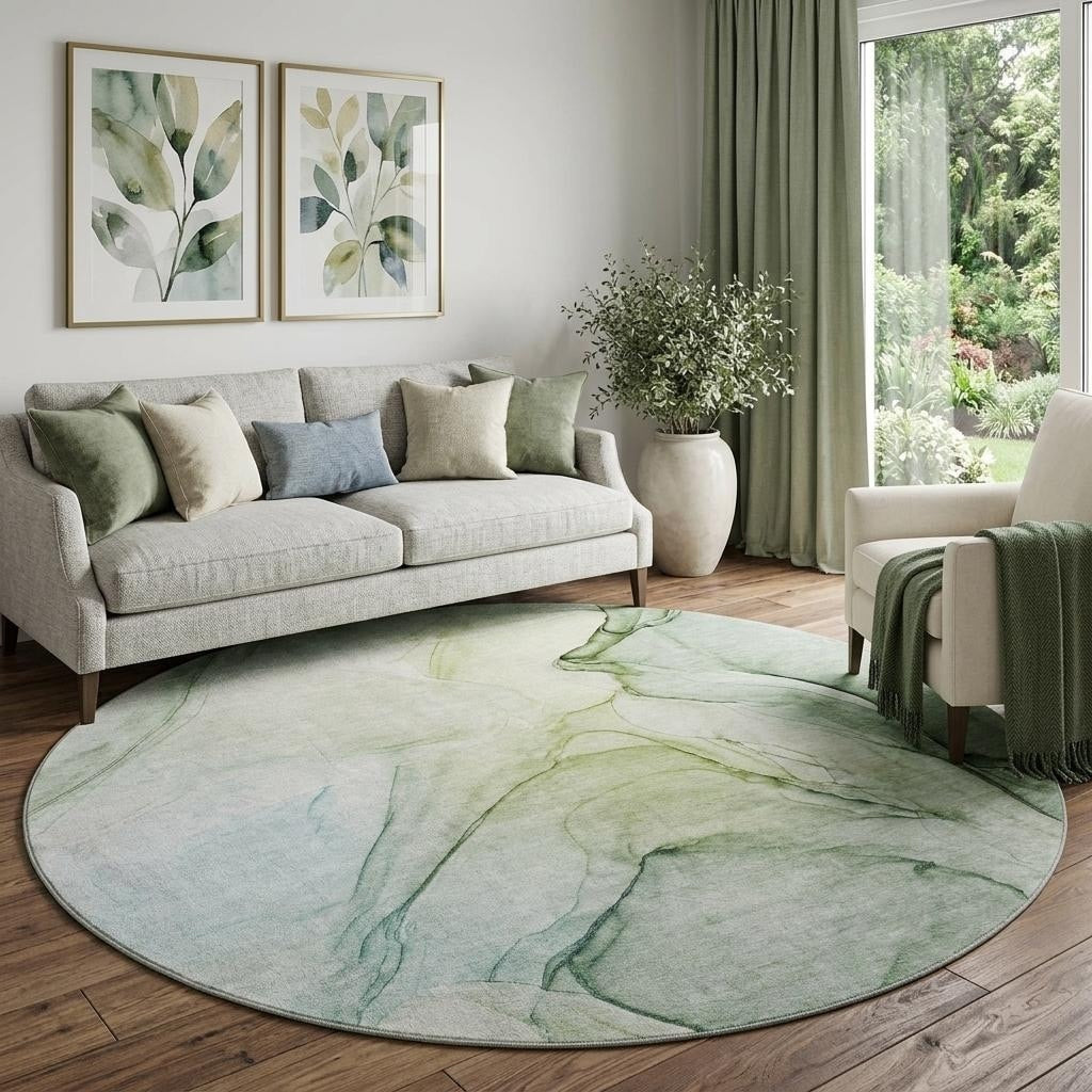 Homeroots Abstract Transitional Round Area Rug
