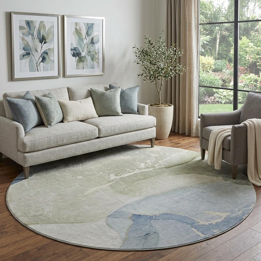 Homeroots Abstract Transitional Round Area Rug