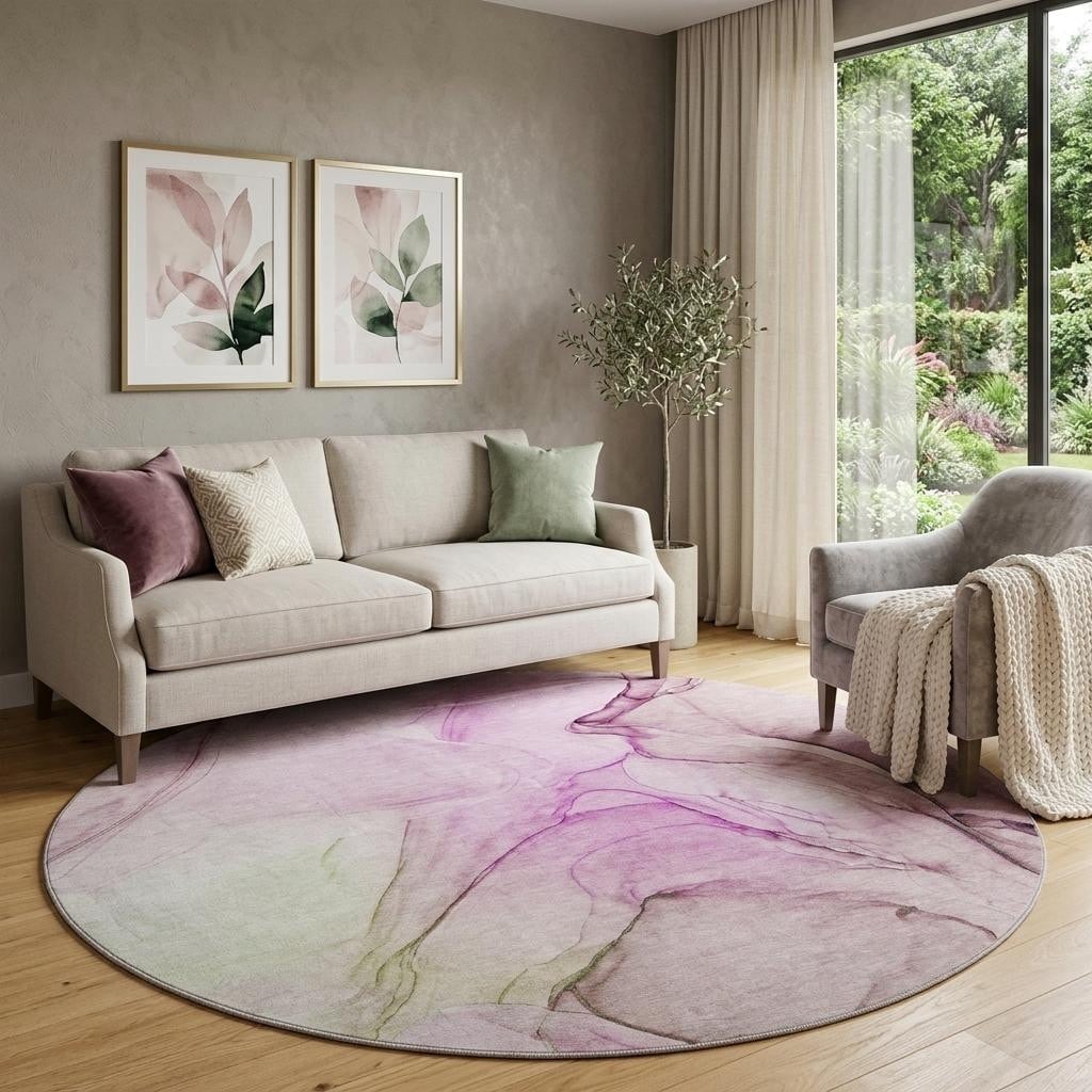 Homeroots Abstract Transitional Round Area Rug