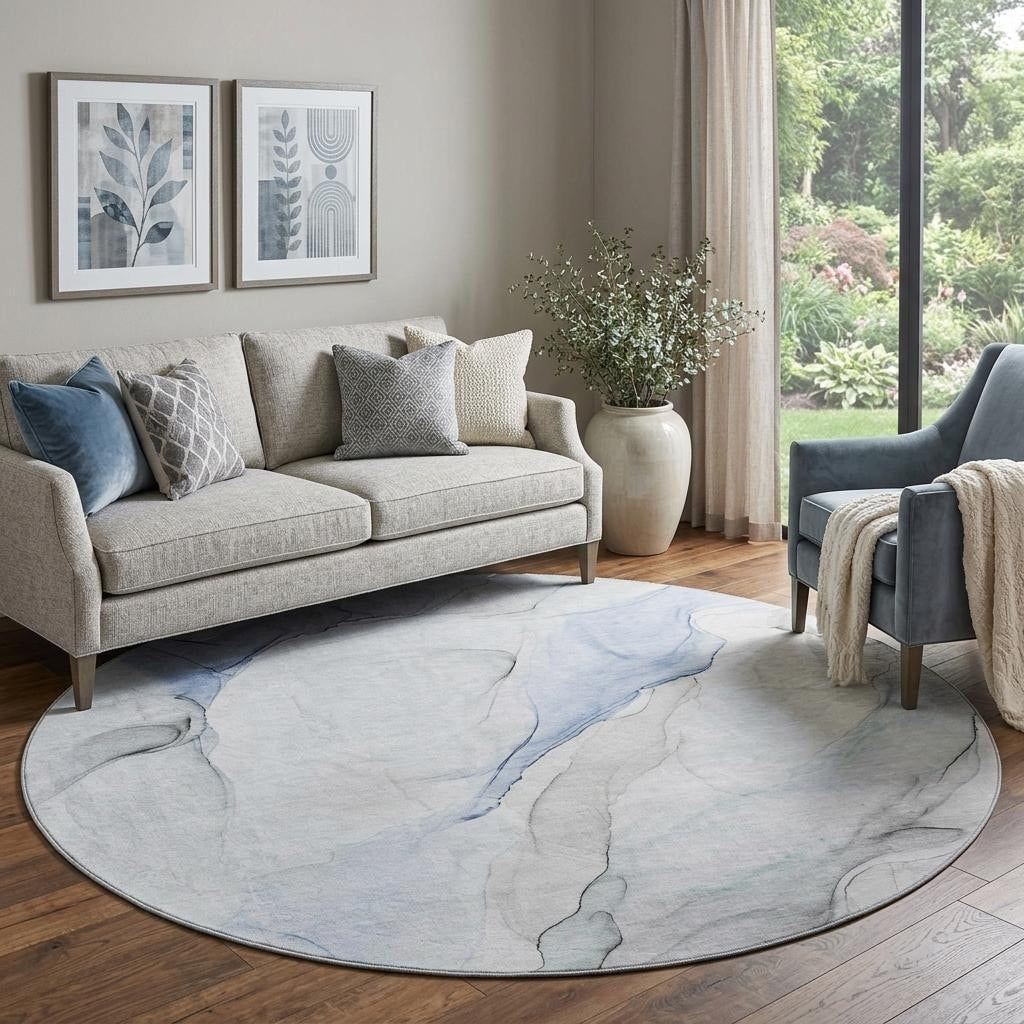 Homeroots Abstract Transitional Round Area Rug