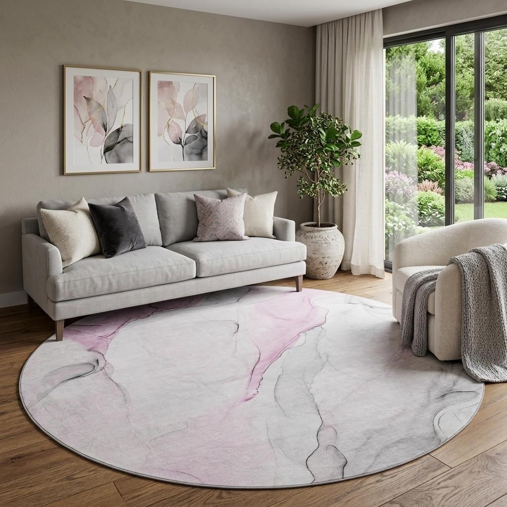 Homeroots Abstract Transitional Round Area Rug