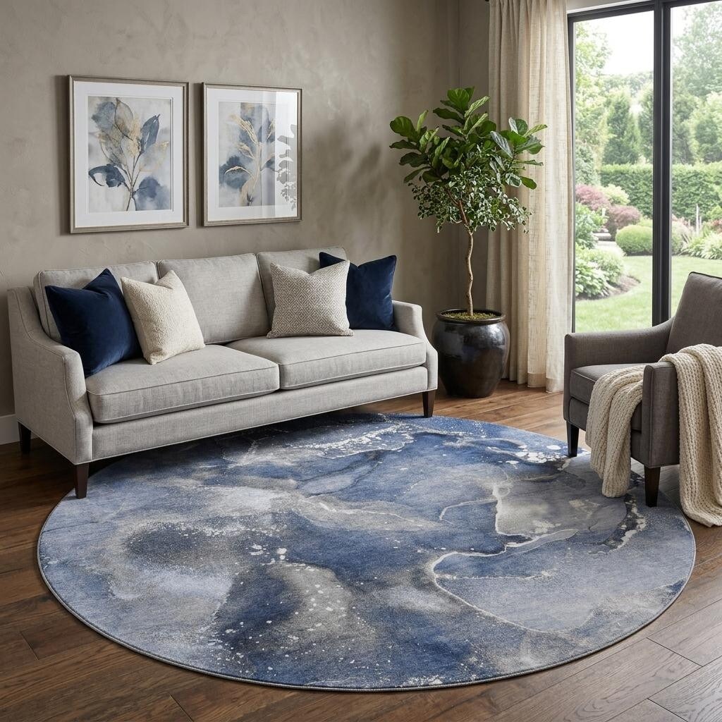 Homeroots Abstract Transitional Round Area Rug