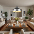 Homeroots Ansen 1 Light Polished Nickel Pendant With Gloss White Interior Shade 16.50 X 15.25 X 16.50