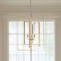 Homeroots Antiqued Gold Geometric Four Light Metal Dimmable Chandelier 23.62 In. X 29.92 In. X 23.62 In.