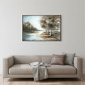 Homeroots Autumn Birch Forest Landscape Textured Gold Floater Frame Wall Art