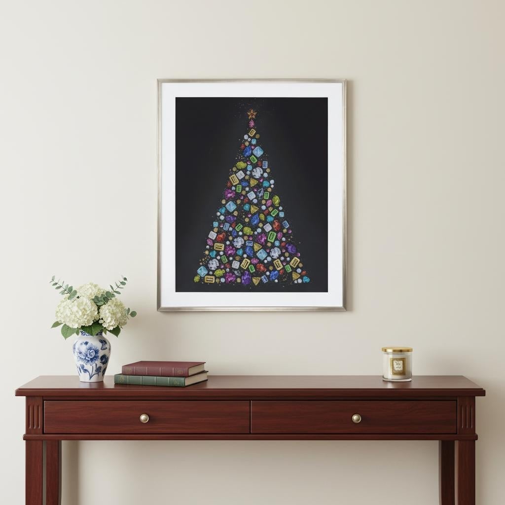 Homeroots Bejeweled Christmas Tree Champagne Framed Wall Art