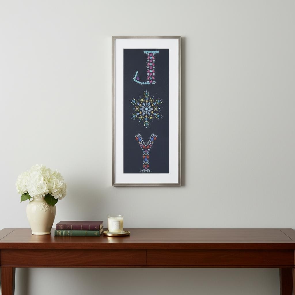 Homeroots Bejeweled Joy Champagne Framed Textual Art Wall Art