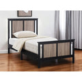 Homeroots Black And Walnut Reversible Solid Wood Twin Bed Frame
