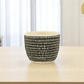 Homeroots Black And White Ceramic 39 Ounce Dotted Round Distressed Pot Planter 5.75 In. X 4.75 In. X 5.75 In.