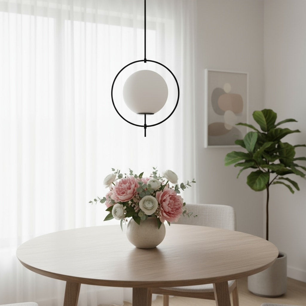 Homeroots Black And White Single Metal Dimmable Ceiling Light With White Shades 11.81 X 45.27 X 17.71