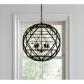 Homeroots Black Caged Four Light Metal Dimmable Chandelier 22.50 In. X 22.50 In. X 22.50 In.