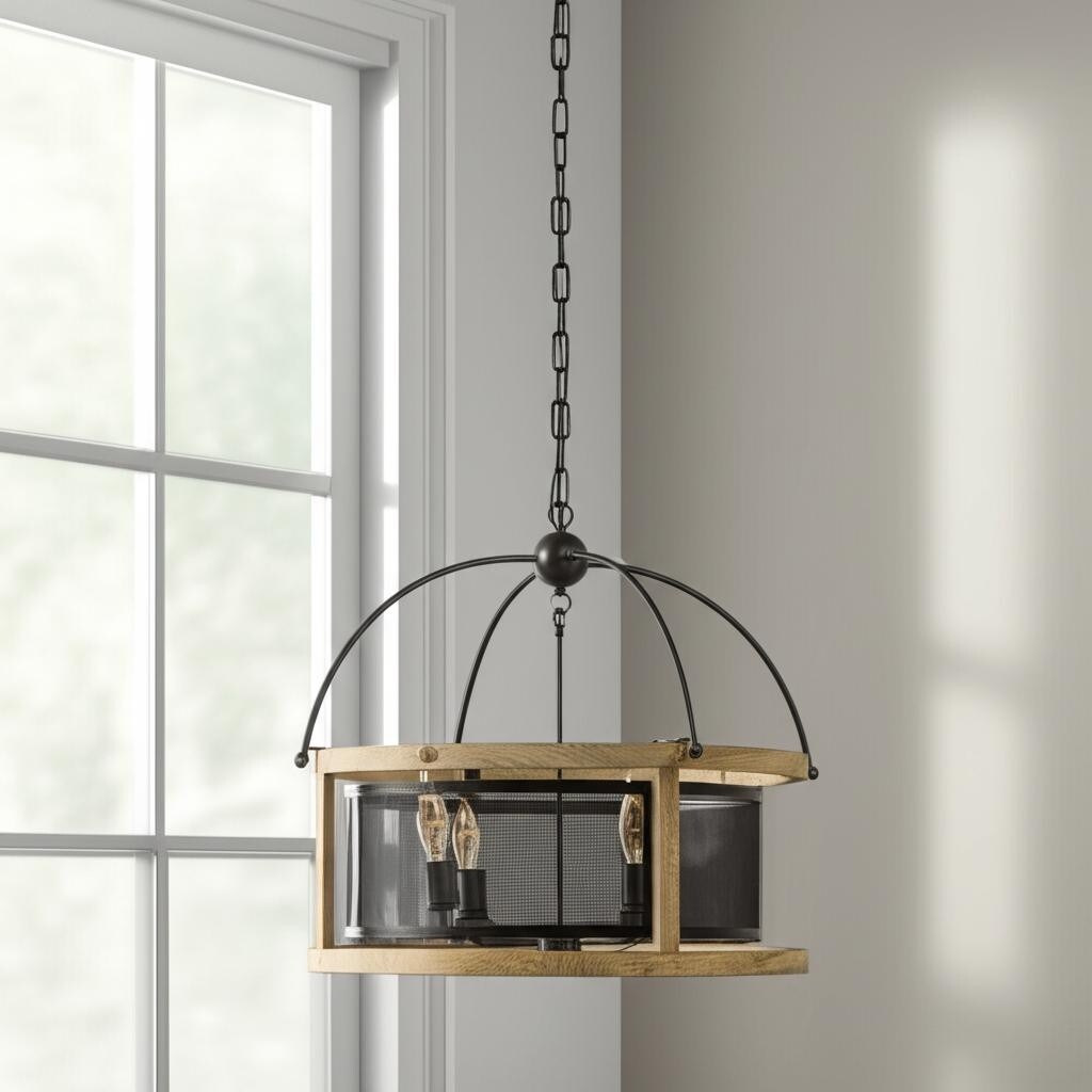 Homeroots Black Caged Three Light Metal Dimmable Chandelier 25.00 In. X 24.00 In. X 25.00 In.