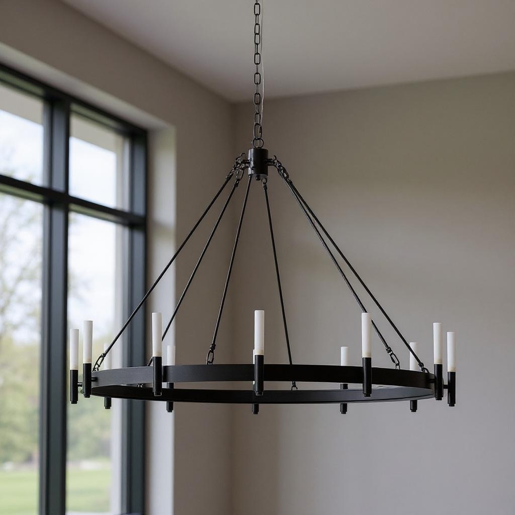 Homeroots Black Candle Style Twelve Light Glass Dimmable Chandelier 47.24 In. X 36.22 In. X 47.24 In.