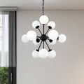 Homeroots Black Sputnik Multi Light Frosted Metal And Glass Dimmable Chandelier With White Shades