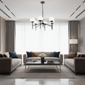 Homeroots Black Sputnik Six Light Metal And Frosted Glass Dimmable Chandelier 29.92 In. X 24.02 In. X 29.92 In.