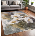 Homeroots Botanical Leaves Modern Rectangle Area Rug 5 X 8