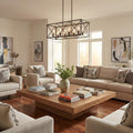 Homeroots Brooklyn 8 Light Oil Rubbed Bronze Island Pendant With Metal Framework Shade 13.50 X 12.00 X 39.00