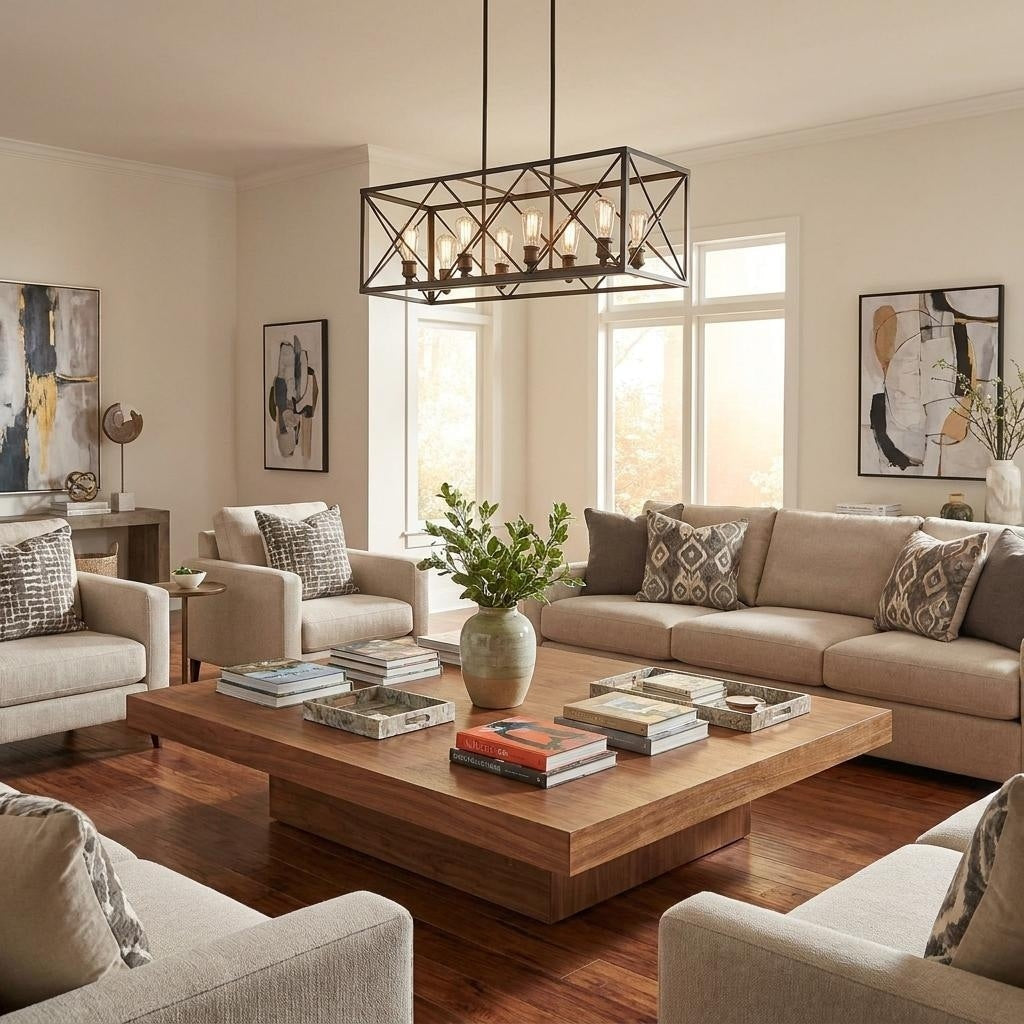 Homeroots Brooklyn 8 Light Oil Rubbed Bronze Island Pendant With Metal Framework Shade 13.50 X 12.00 X 39.00