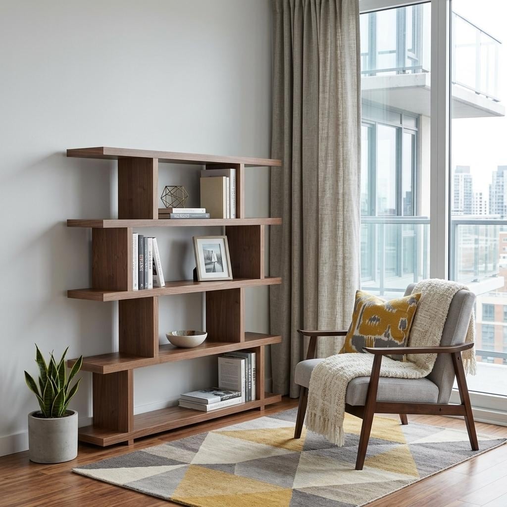 Homeroots Brown And Natural Wood Five Tier Bookcase