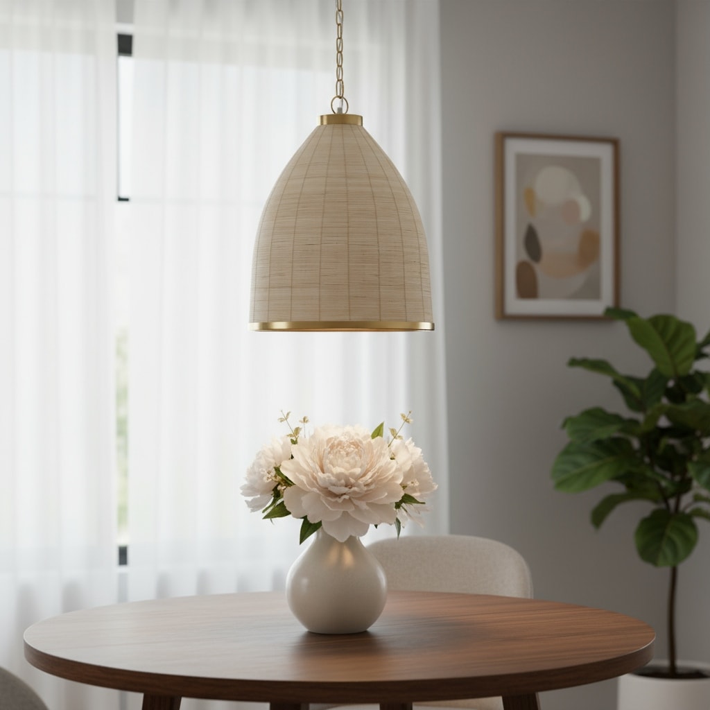 Homeroots Brown Single Metal Dimmable Ceiling Light With Brown Shades 18.00 X 22.50 X 18.00