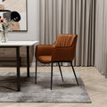 Homeroots Brown And Black Faux Leather And Steel Dining Arm Chair 24.00 In. X 34.00 In. X 25.00 In.