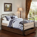 Homeroots Brown And Black Solid Wood Twin Bed Frame