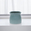 Homeroots Celadon Ceramic 25 Ounce Striped Round Distressed Pot Planter 5.00 In. X 4.75 In. X 5.00 In.