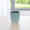 Homeroots Celadon Ceramic 35 Ounce Striped Round Distressed Pot Planter 5.00 In. X 5.50 In. X 5.00 In.
