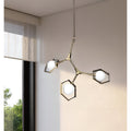 Homeroots Champagne Unique Statement Three Light Metal And Glass Dimmable Chandelier With White Shades