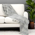 Homeroots Charcoal Woven 100 Cotton Throw Blanket