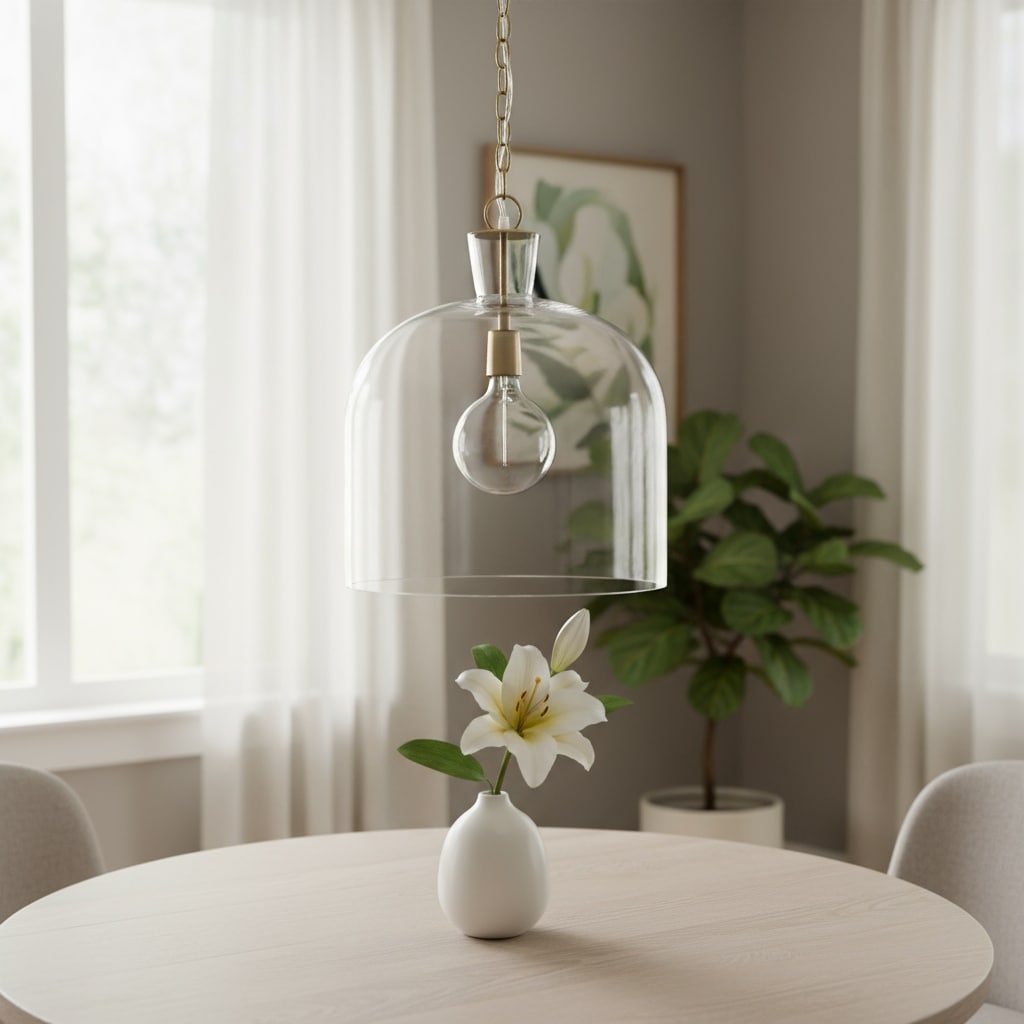 Homeroots Clear Single Glass Dimmable Ceiling Light With Clear Shades 15.25 X 20.25 X 15.25