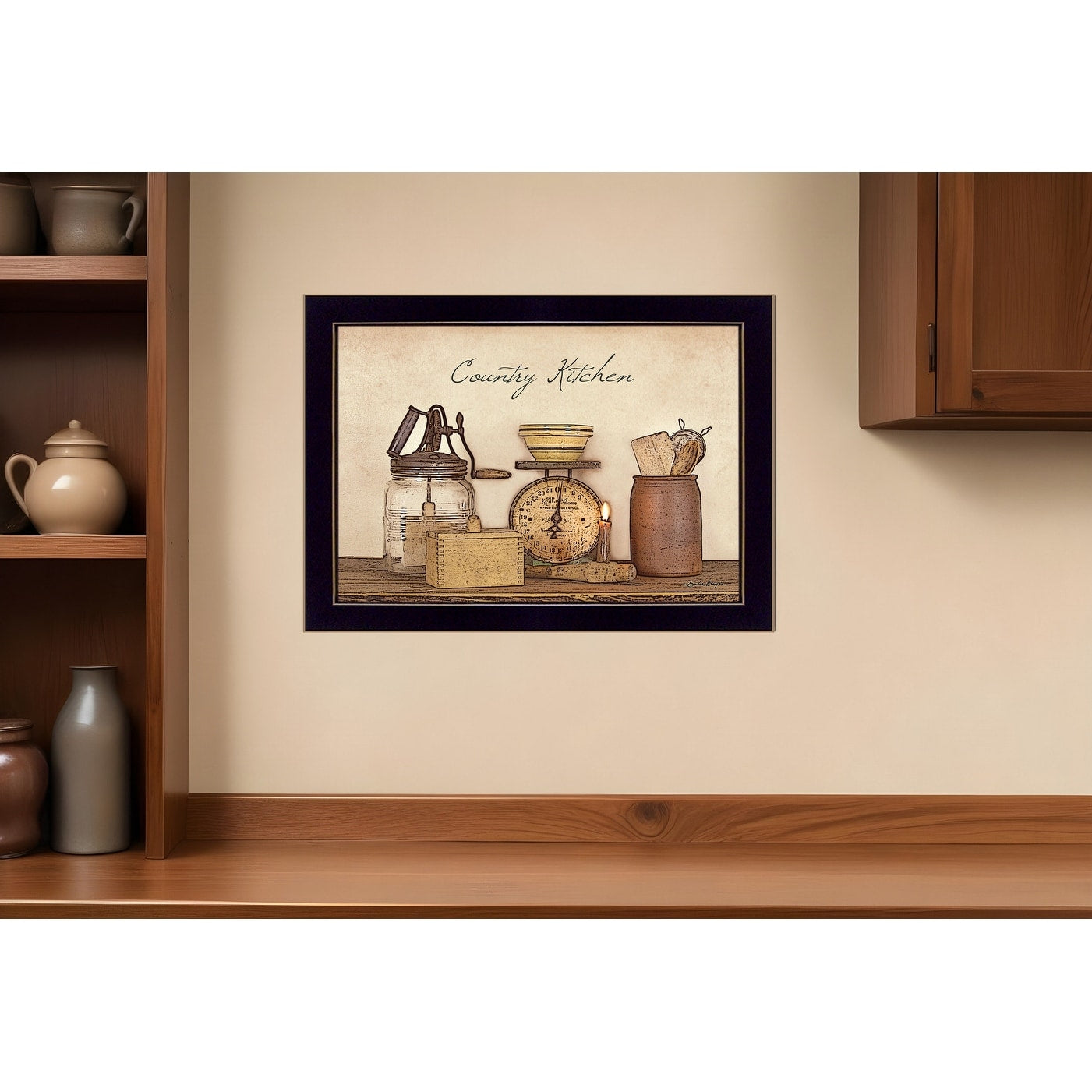 Homeroots Country Kitchen Black Framed Print Kitchen Wall Art