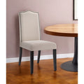 Homeroots Cream And Espresso Upholstered Linen Dining Parsons Chair 18.50 In. X 41.50 In. X 22.50 In.