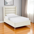 Homeroots Cream Velvet Upholstered Full Bed Frame