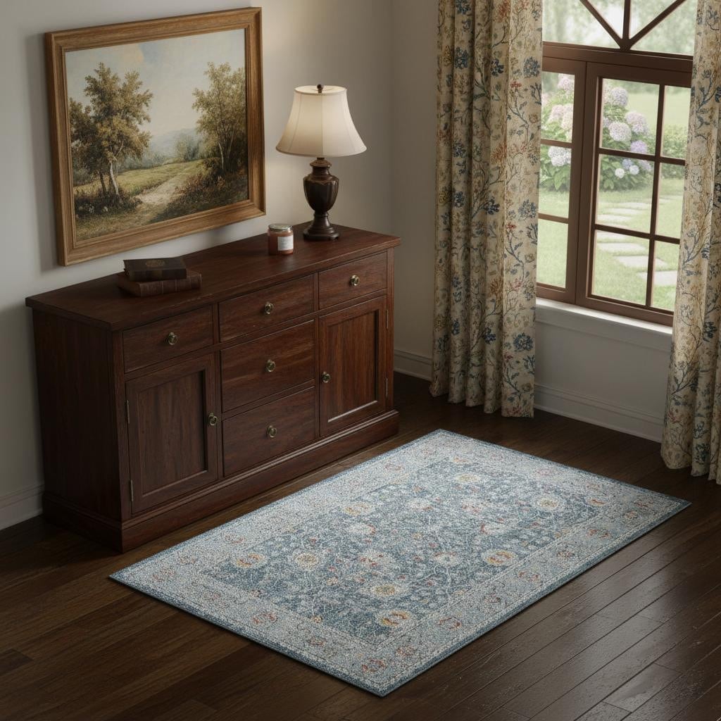 Homeroots Floral Traditional Rectangle Area Rug 4 X 6