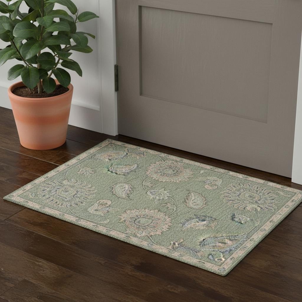 Homeroots Floral Traditional Rectangle Area Rug 2 X 3