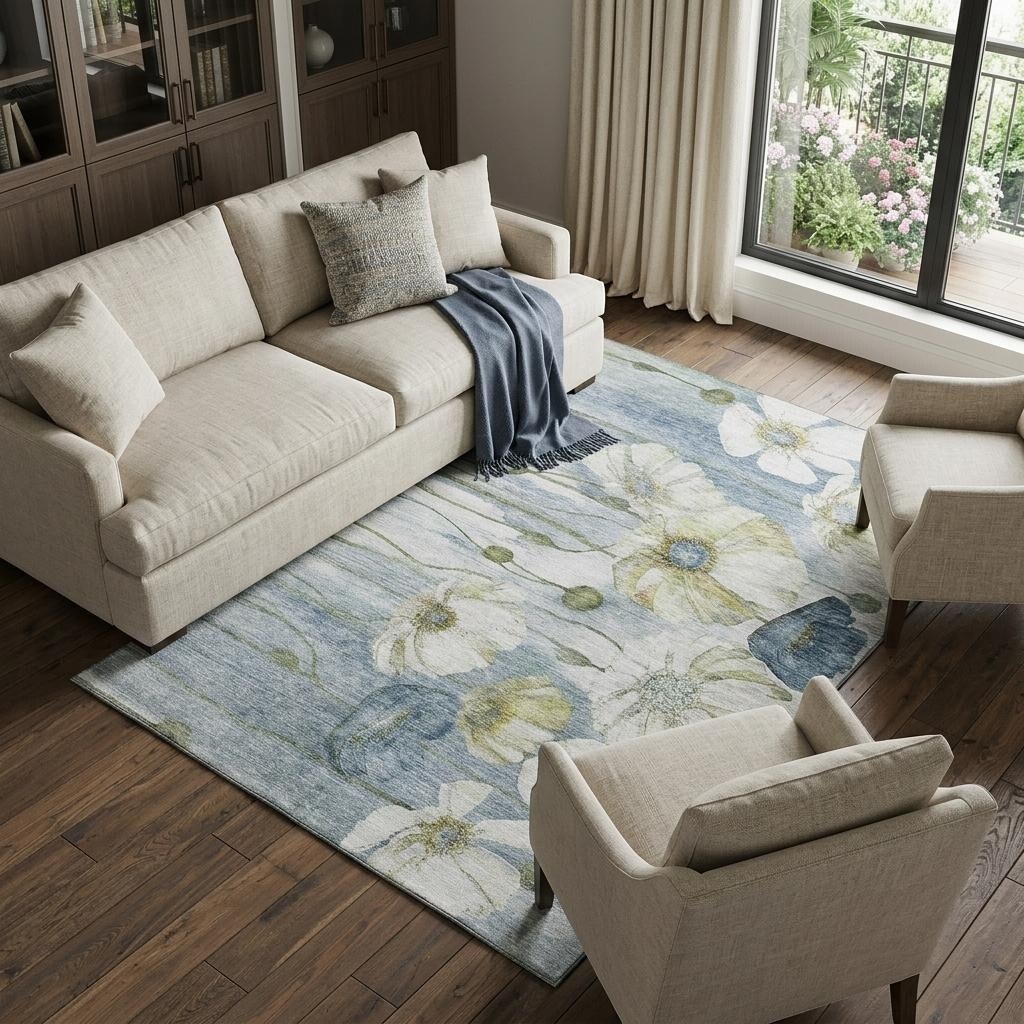 Homeroots Floral Transitional Rectangle Area Rug