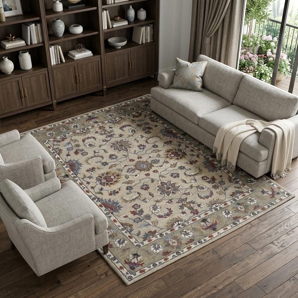 Homeroots Floral Transitional Rectangle Area Rug 10 X 14