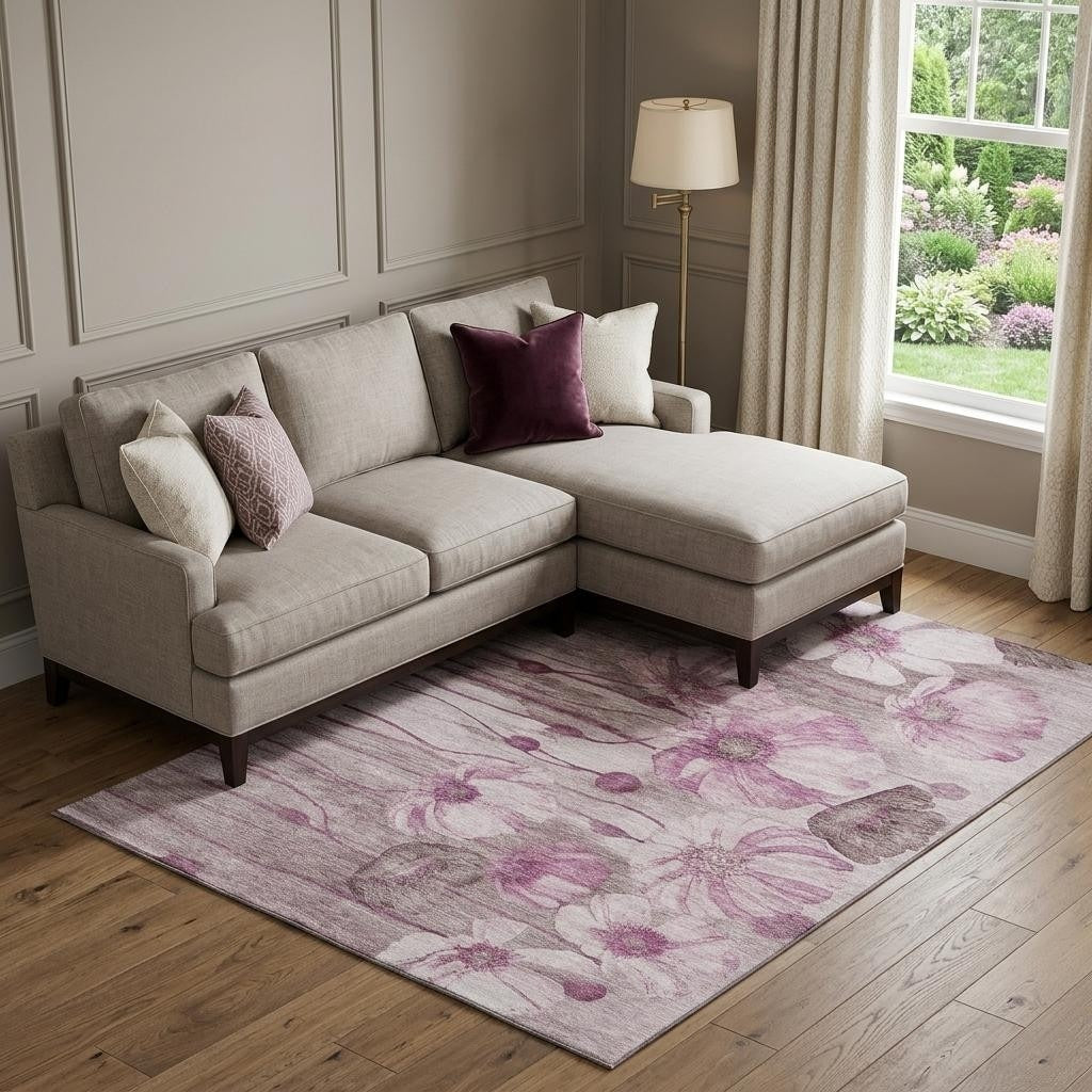 Homeroots Floral Transitional Rectangle Area Rug
