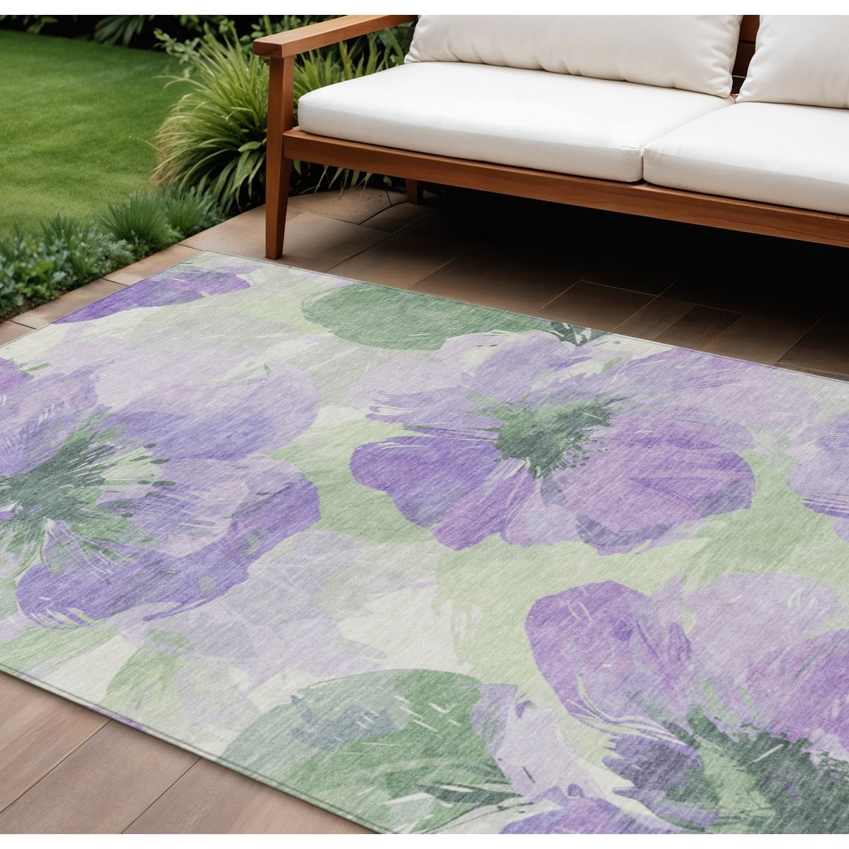 Homeroots Floral Transitional Rectangle Outdoor Rug
