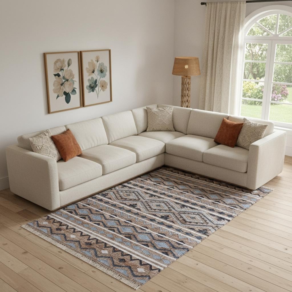 Homeroots Geometric Bohemian Rectangle Area Rug 6 X 9