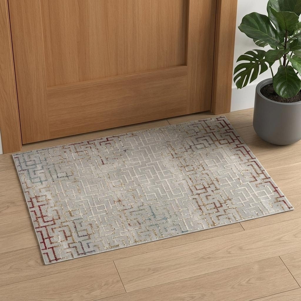 Homeroots Geometric Contemporary Rectangle Area Rug 2 X 3