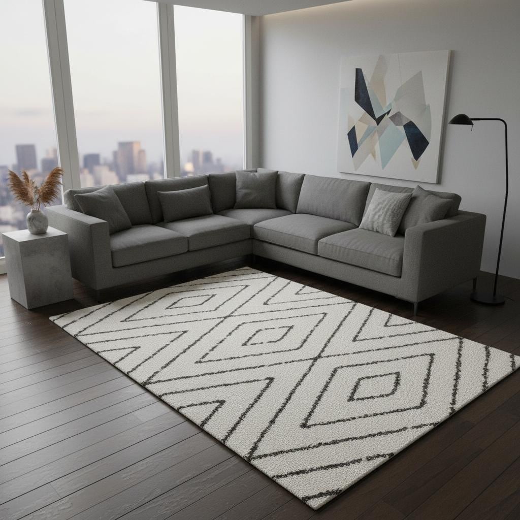 Homeroots Geometric Modern Rectangle Area Rug 8 X 11